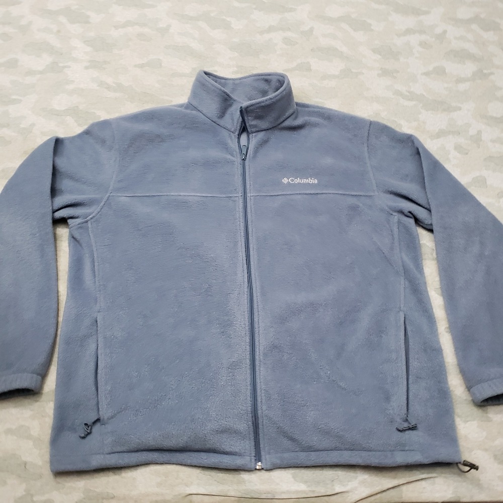 Columbia Fleece Jacket Mens XXL Blue Full Zip Outdoor Hiking Camp Trail Travel
